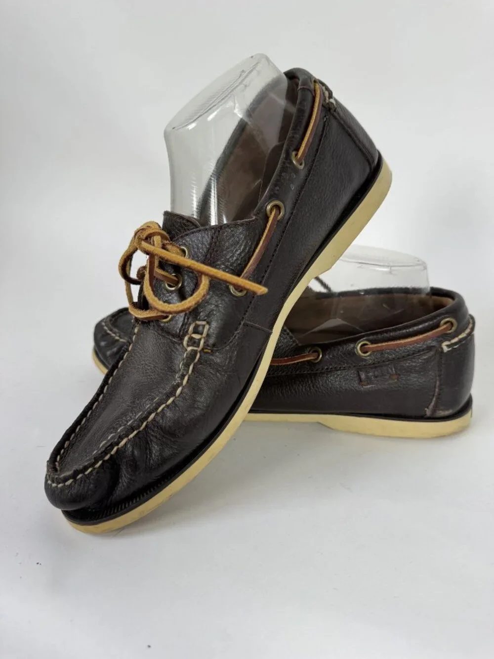 Polo Ralph Lauren Bienne II Mens Leather Boat Shoes Brown 9.5D Casual Comfort Du